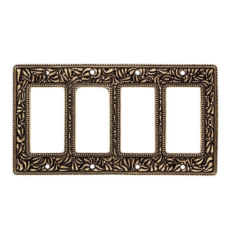 Vicenza Designs San Michele, Wall Plate, Quad Dimmer, Antique Brass
