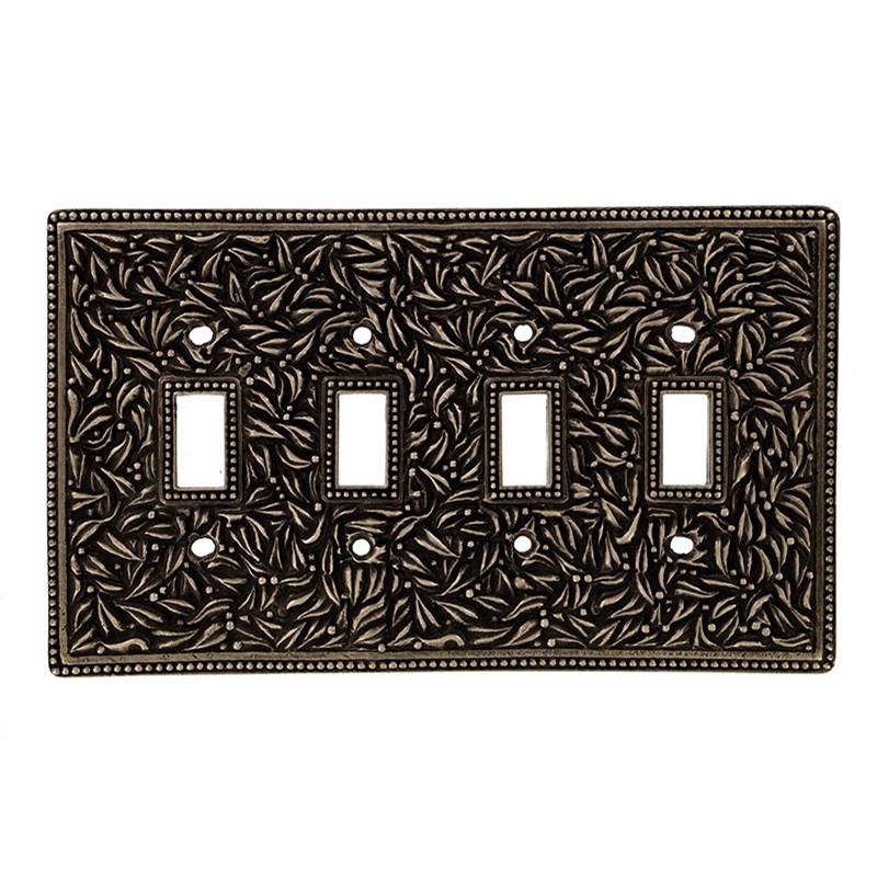 Vicenza Designs San Michele, Wall Plate, Jumbo, Quad Toggle, Antique Brass