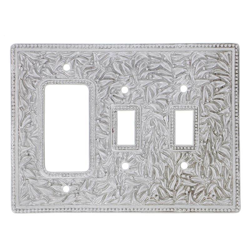 Vicenza Designs San Michele, Wall Plate, Jumbo, Double Toggle/Dimmer, Satin Nickel