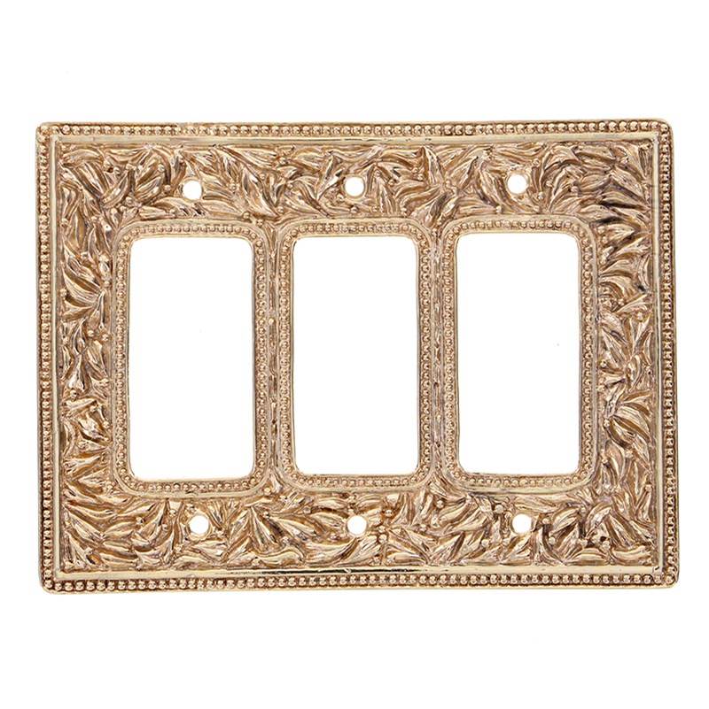Vicenza Designs San Michele, Wall Plate, Jumbo, Triple Dimmer, Polished Gold