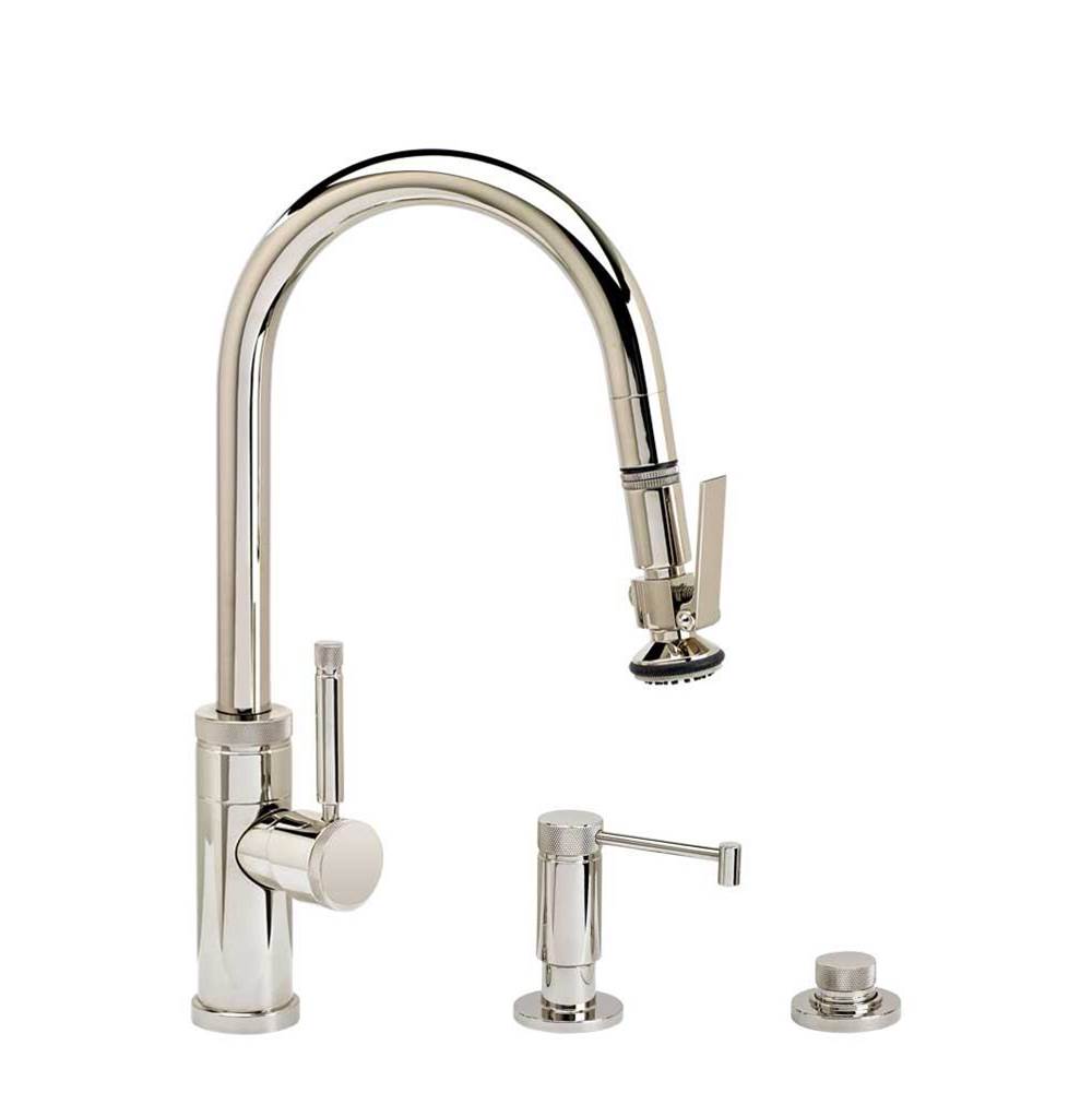 Waterstone Waterstone Industrial Prep Size PLP Pulldown Faucet - Lever Sprayer - Angled Spout - 3pc. Suite