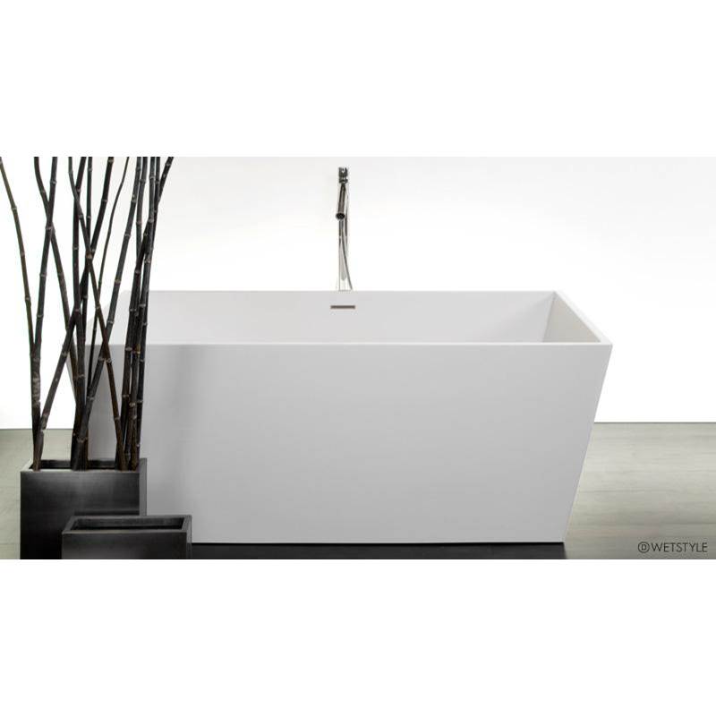 WETSTYLE Cube Bath 60 X 30 X 22.5 - Fs - Built In Nt O/F & Pc Drain - Copper Conn - White Matte
