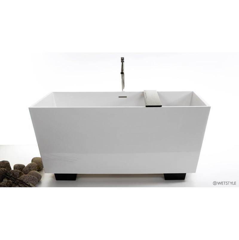WETSTYLE Cube Bath 60 X 30 X 24.25 - Fs  - Built In Bn O/F & Drain - Wetmar Bio Feet Dark Brown - White True High Gloss