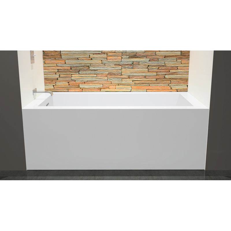 WETSTYLE Cube Bath 60 X 32 X 21 - 2 Walls - L Hand Drain - Built In Nt O/F & Bn Drain - Copper Con - White True High Gloss