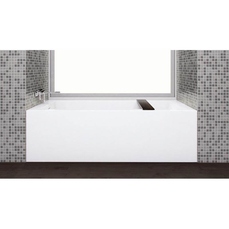 WETSTYLE Cube Bath 60 X 30 X 18 - 2 Walls - R Hand Drain - Built In Nt O/F & Sb Drain - Copper Con - White True High Gloss