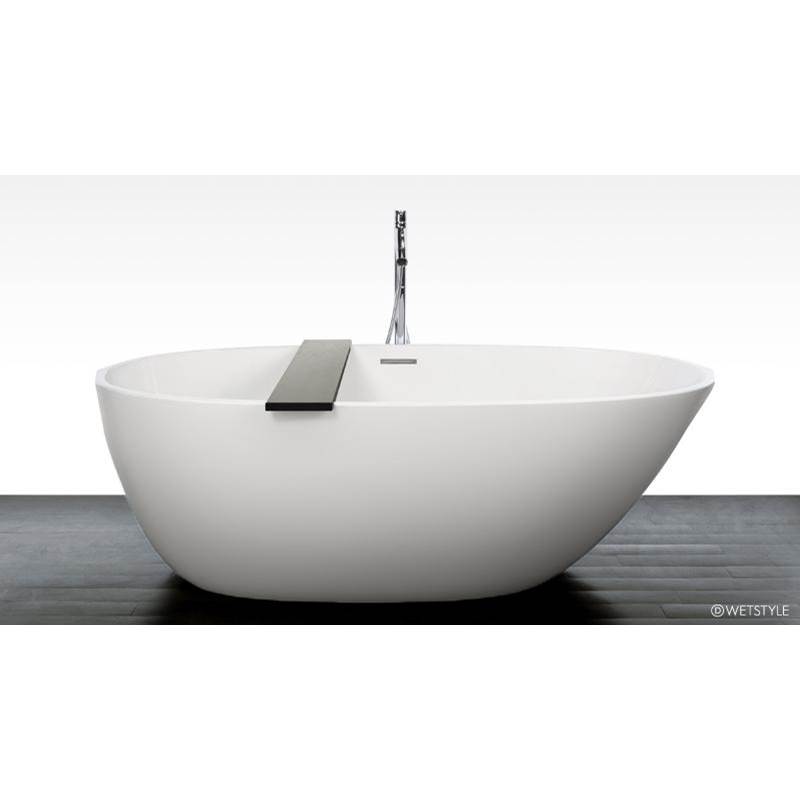 WETSTYLE Be Bath 70 X 38 X 22 - Fs  - Built In Mb O/F & Drain -  Surround Wood Shelf -  Oak Stone Har Grey - White True High Gloss