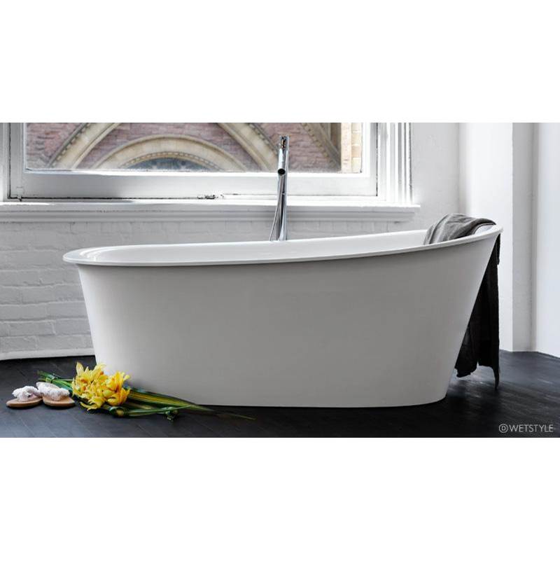 WETSTYLE Tulip Bath 64 X 34 X 25 - Fs  - Built In Nt O/F & Mb Drain - Copper Conn - White Dual