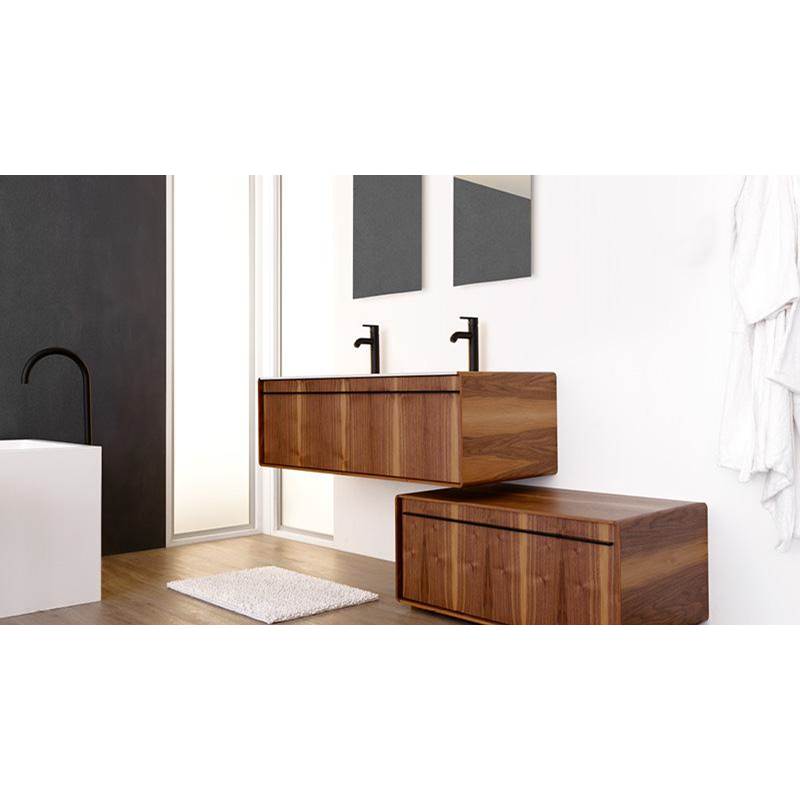 WETSTYLE Deco Vanity Freestanding 48'' - Wl Config Oak Coffee Bean And White Matte Lacquer - Satin Brass Metal