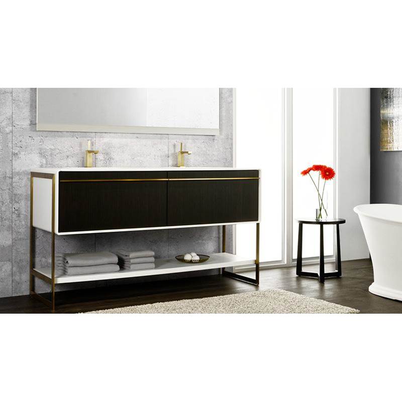 WETSTYLE Deco Vanity Floormount 36'' - Wlw Config Oak Wenge And White Matte Lacquer - Brushed Steel