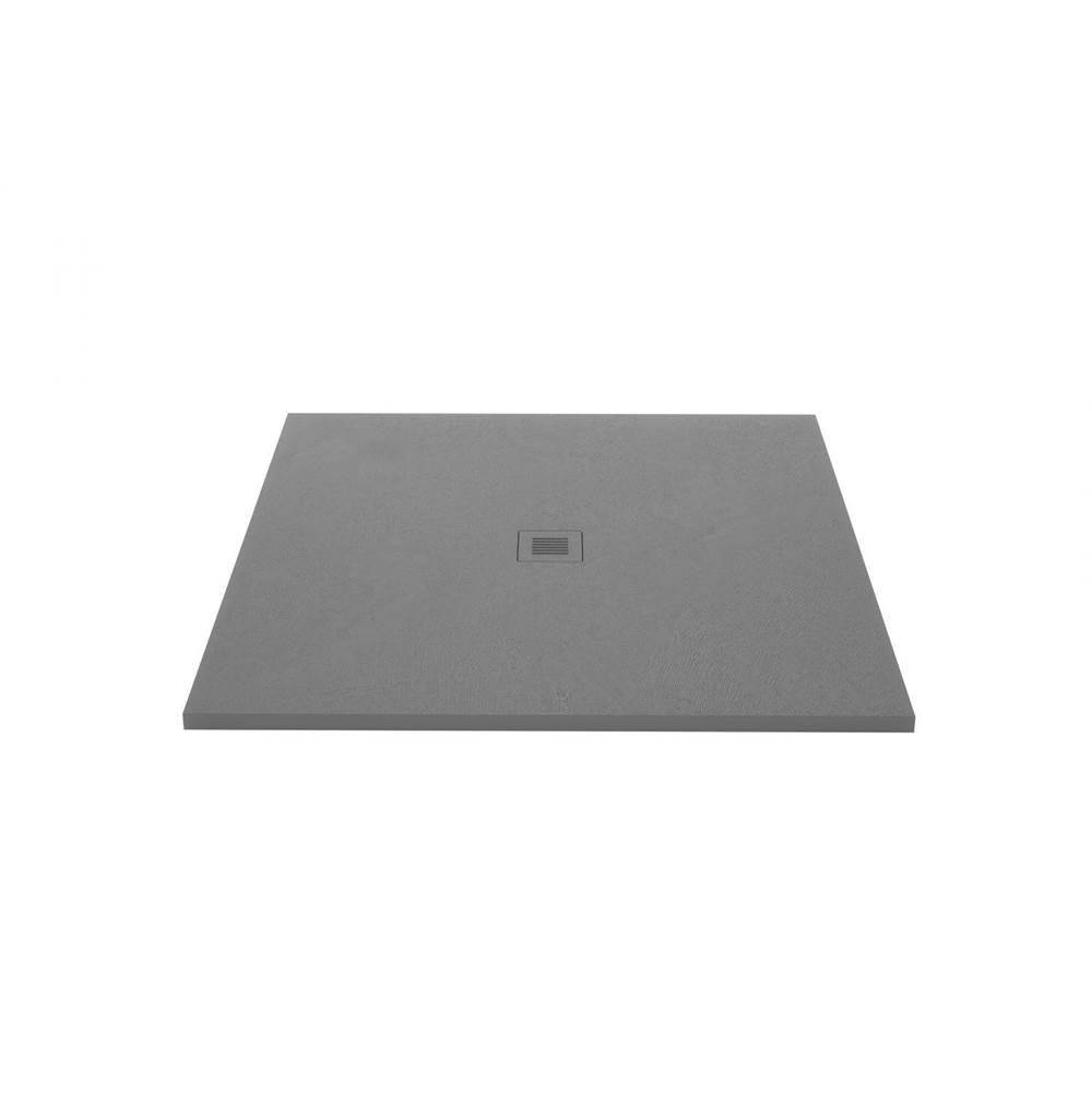 WETSTYLE Shower Base - Feel - 48 X 48 - Center Drain - Grey Concrete - 3 Cuts