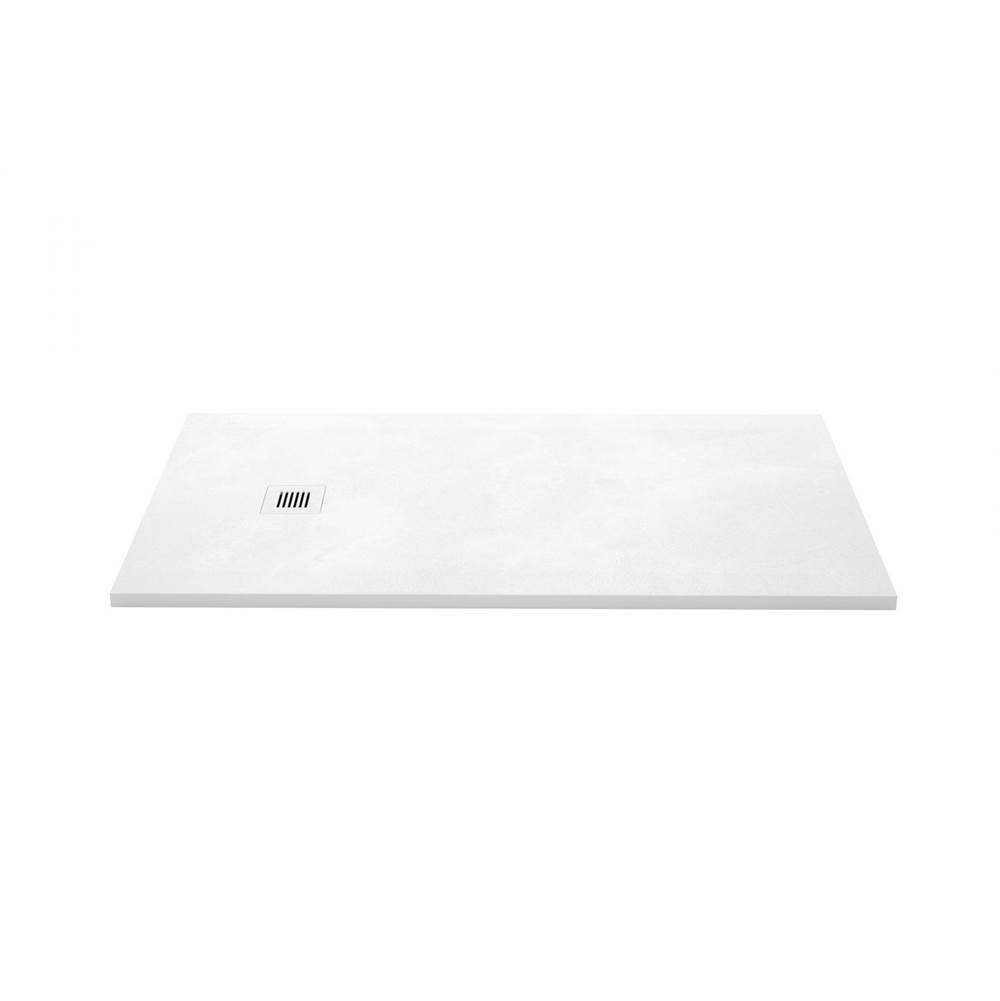 WETSTYLE Shower Base - Feel - 60 X 32 - End Drain - White Concrete - 3 Cuts