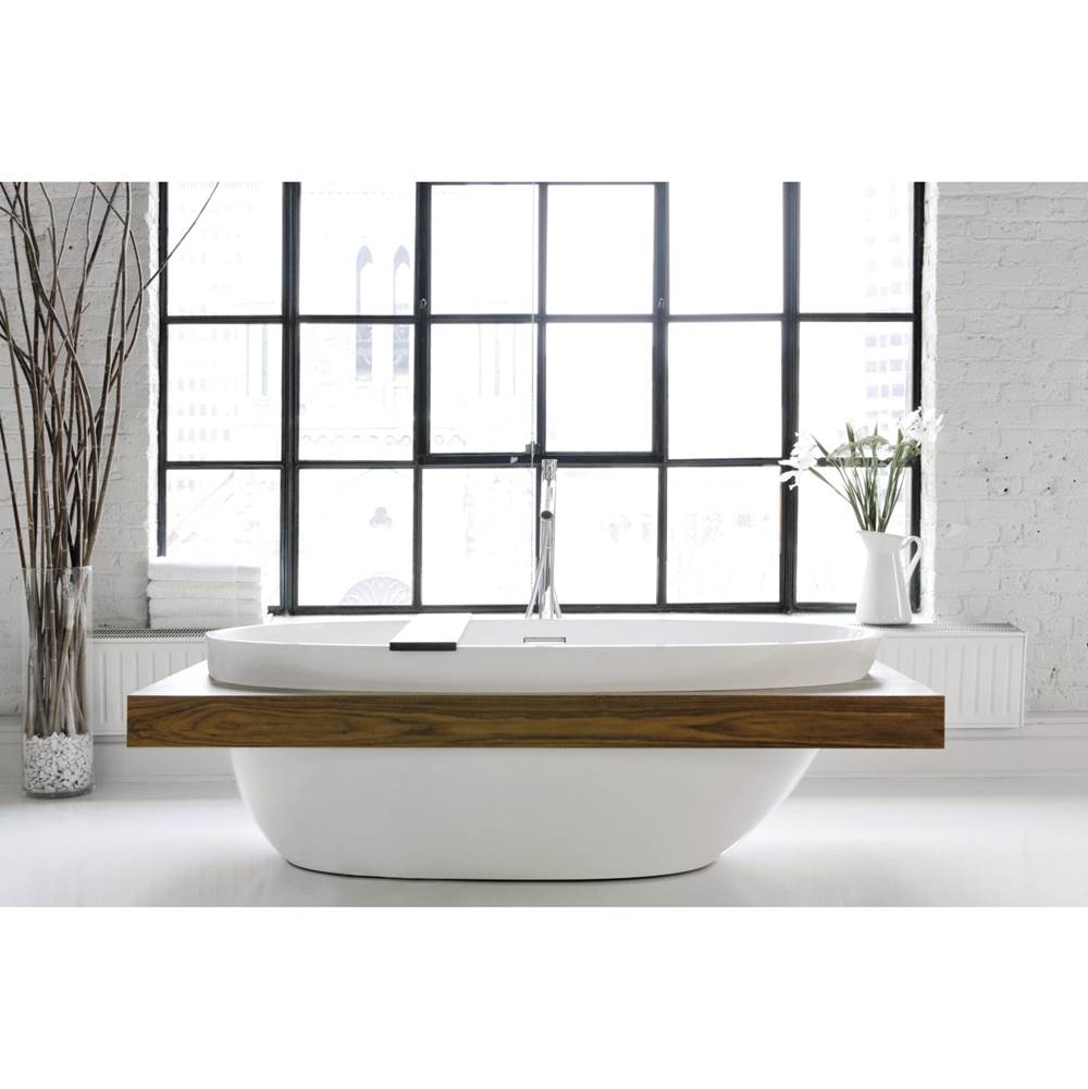 WETSTYLE Be Bath 70 X 38 X 22 - Fs  - Built In Nt O/F & Wh Drain - Copper Conn -  Surround Wood Shelf -  Oak Black - White True High Gloss