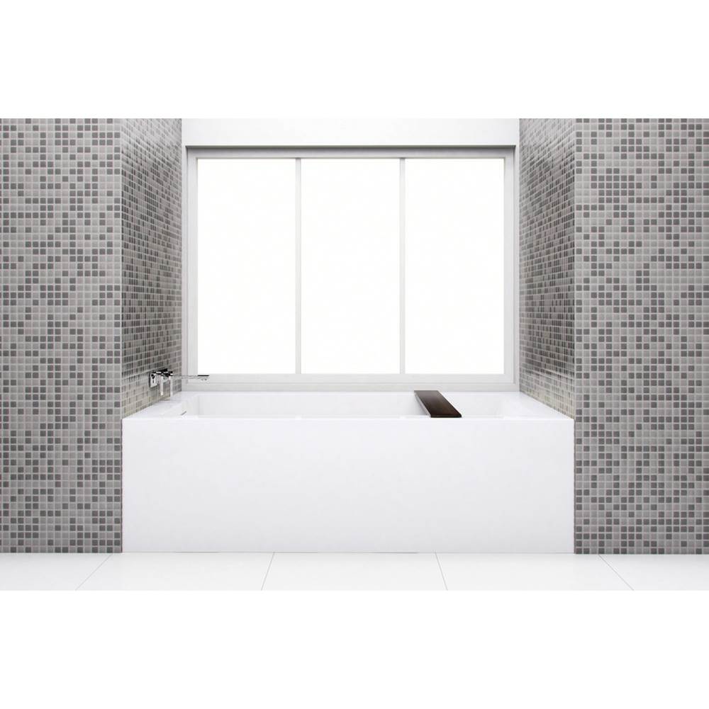WETSTYLE Cube Bath 66 X 32 X 19.75 - 1 Wall - R Hand Drain - Built In Nt O/F & Wh Drain - Copper Con - White Matt