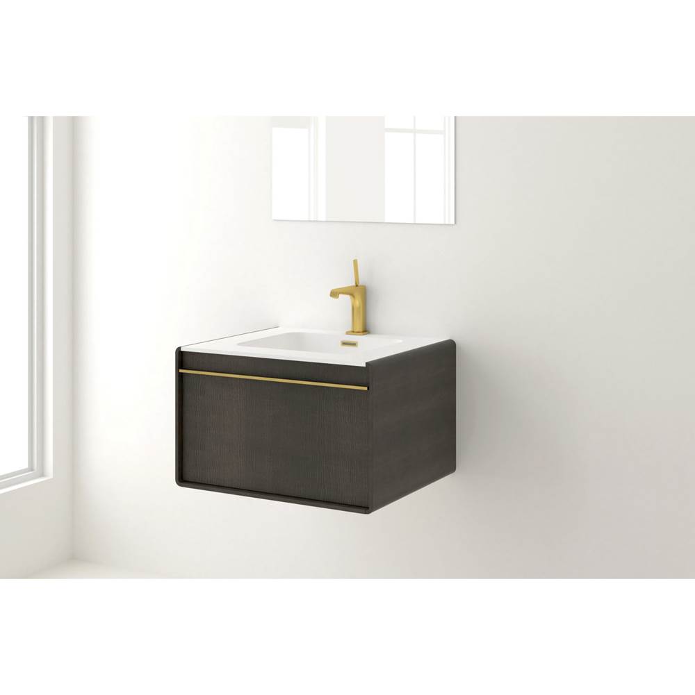 WETSTYLE Deco Vanity Wallmount 60'' - Wl Config Oak Smoked And Matte Lacquer Black - Brushed Steel
