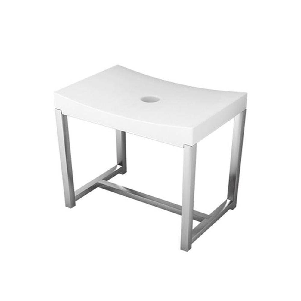 Zitta Shower Bench With Chrome Foot Structure White